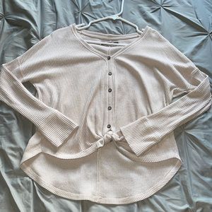 A&F Button Down Tie Front Ribbed Sweater